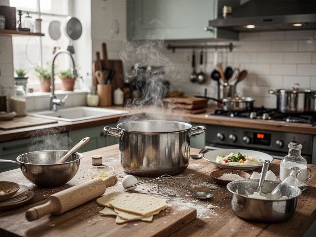 Cuisine contemporaine avec tiroirs ouverts, rangements intégrés, étagères basses et plan de travail dégagé