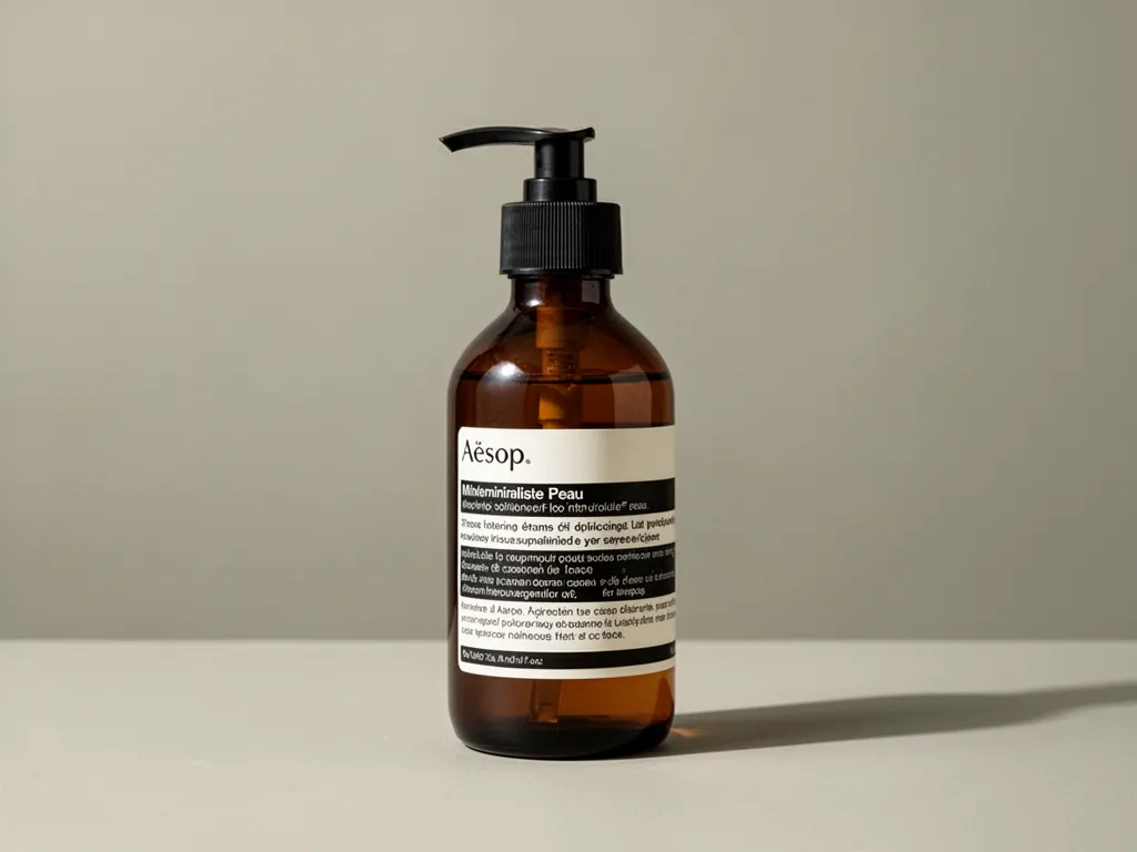 Produits de soin minimalistes alignés sur un rebord de fenêtre